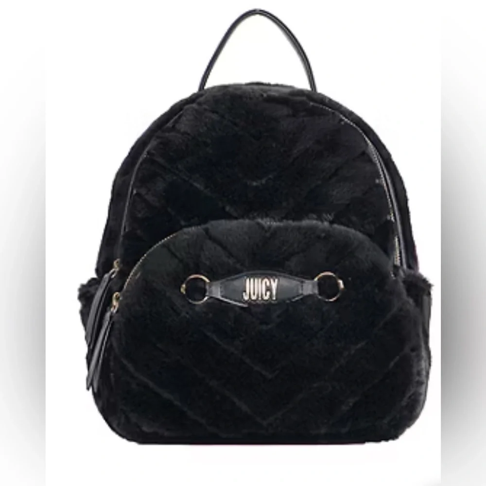 Juicy Couture Black Faux Fur Backpack